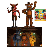 five nights at freddy 's foxy bonnie and chica are standing next to each other