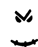 a black and white drawing of a smiley face with stitches in the mouth .