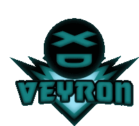 a logo for xd veyron with a lightning bolt in the background