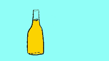 a drawing of a bottle pouring a yellow liquid