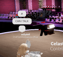 mifydoll chief communications officer talks to a girl in a video game