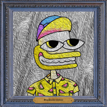 a framed painting of a cartoon character with the year 2022 on the bottom