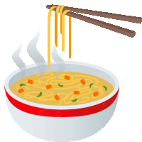 a bowl of noodles with chopsticks sticking out of the bowl