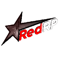 a redrp logo with a black star in the middle