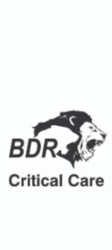 a black and white logo for bdr critical care with a lion