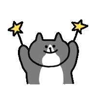 a drawing of a cat holding two stars in its paws