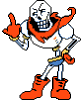 a pixel art drawing of papyrus giving a thumbs up .