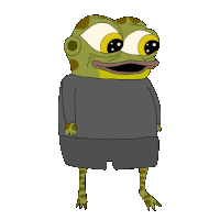 a cartoon frog wearing shorts and a sweater