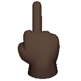 a black hand is making a middle finger gesture .