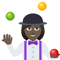 a man wearing a hat and suspenders is juggling three balls