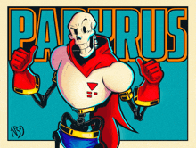 a cartoon of papyrus giving a thumbs up with the name papyrus behind him