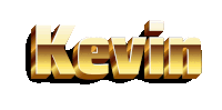 the name kevin is displayed in gold letters on a white background