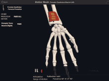 a skeleton of a hand is shown on a screen with the words motion mode at the top