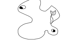 a black and white drawing of a snake with the letter d on it