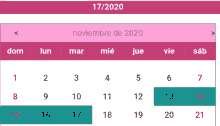 a pink and green calendar shows the date as november 17 2020