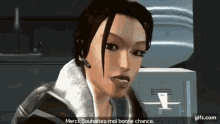 a woman in a video game says merci