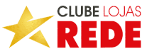 a logo for clube lojas rede with a gold star in the middle