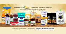 an advertisement for altcheeni shows a variety of products