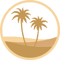 a drawing of two palm trees in a desert