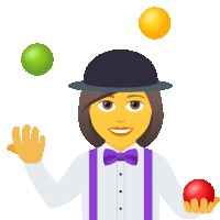 a man wearing a bowler hat and suspenders is juggling balls