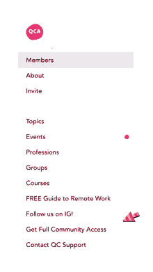 a screenshot of a website called qca shows the menu