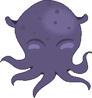 a purple octopus with its eyes closed