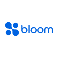 a blue logo that says bloom on it