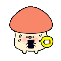 a cartoon drawing of a mushroom with a speech bubble and a battery