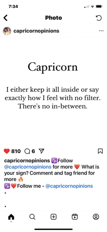 a screenshot of a facebook page that says capricorn