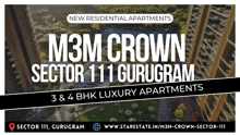 an advertisement for m3m crown sector 111 gurogram