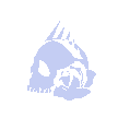 a skull with a mohawk and a rose in its mouth .