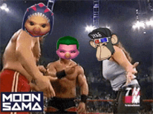 a poster for moon sama shows three wrestlers