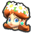 a sticker of daisy from super mario bros with a flower crown on her head .