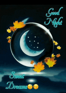 a picture of a crescent moon with the words good night sweet dreams on it