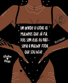 a drawing of a woman with a quote in portuguese