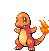 a pixel art drawing of a charmeleon with a fire tail .