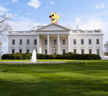 the white house with a cartoon duck on top of it