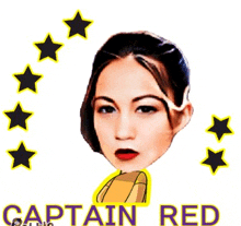 a picture of a woman 's face with the words captain red above it