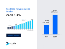 a graph showing the modified polypropylene market and a request sample button