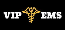 a logo for vip ems with a medical symbol