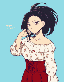 a drawing of a girl with the name yao more on the bottom left