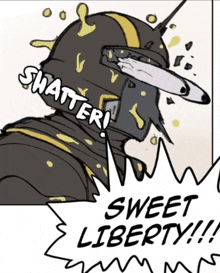 a drawing of a man with the words sweet liberty on the bottom