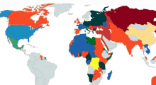 a map of the world showing the united states and canada