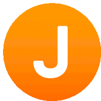 an orange circle with the letter j in it