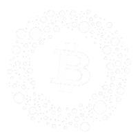 a white background with bubbles and a bitcoin symbol in the middle