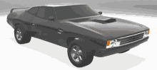 a 3d model of a black muscle car with a white top