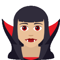 an icon of a woman dressed as a vampire with red eyes