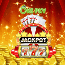 a picture of a slot machine with the word jackpot on it