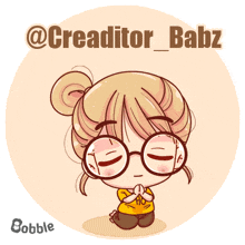 a cartoon of a girl with glasses and the name @creaditor babz