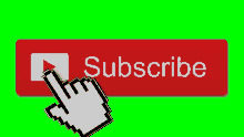 a hand is pointing at a subscribe button on a green background